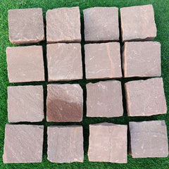 Autumn Brown Riven Sandstone 100X100 Square Setts