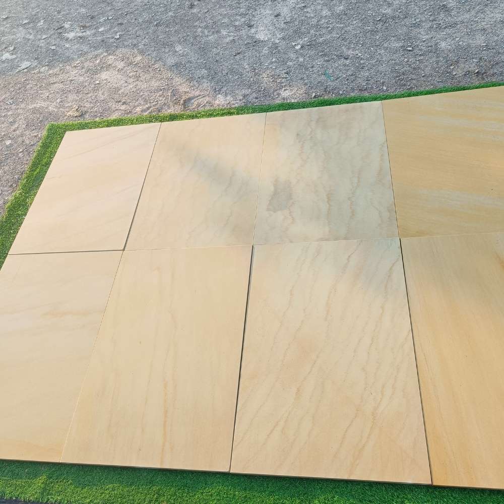 Fossil Mint Smooth Sandstone 600x900 Sawn Edged Paving Slabs – The ...