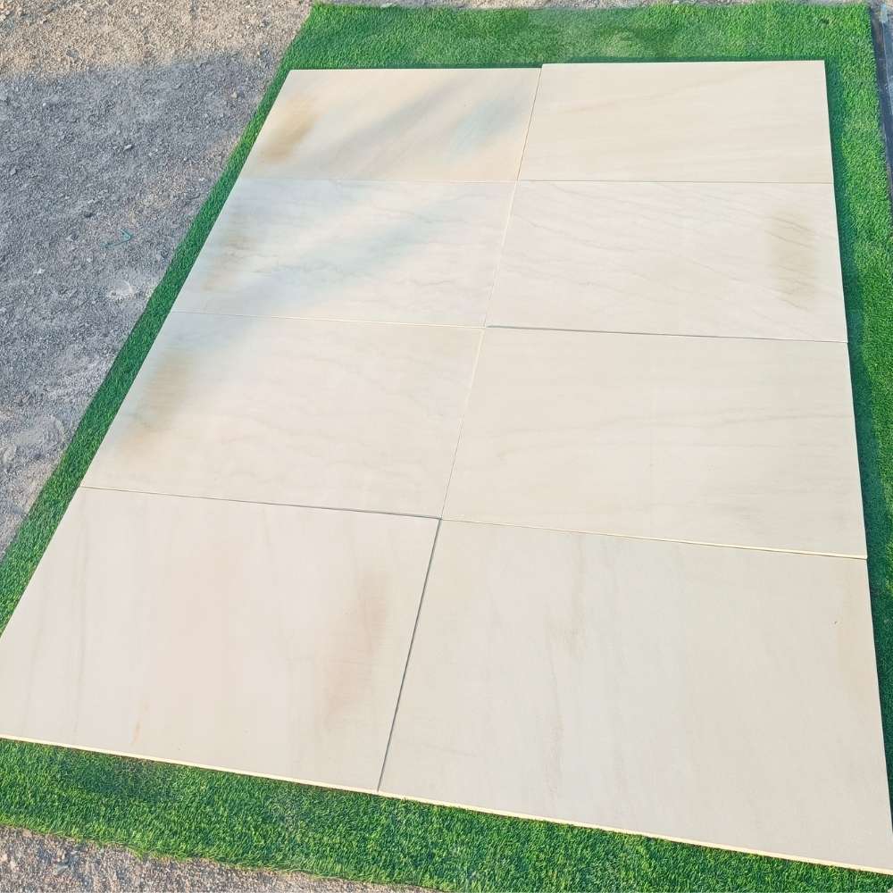 Fossil Mint Smooth Sandstone 600x900 Sawn Edged Paving Slabs – The ...