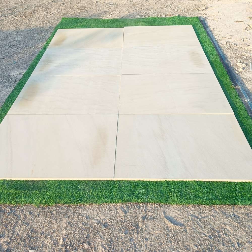 Fossil Mint Smooth Sandstone 600x900 Sawn Edged Paving Slabs – The ...