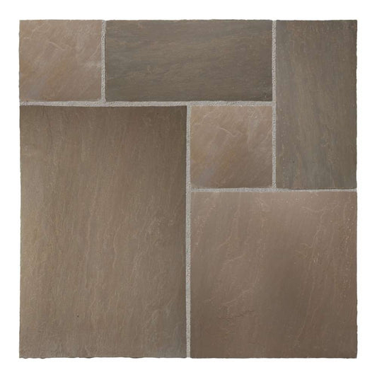 Raj Blend Riven Sandstone 3 Sizes Mixed Patio Paving Slabs