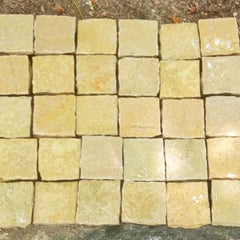 Tandur Yellow Riven Limestone 100X100 Square Setts