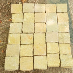 Tandur Yellow Riven Limestone 100X100 Square Setts