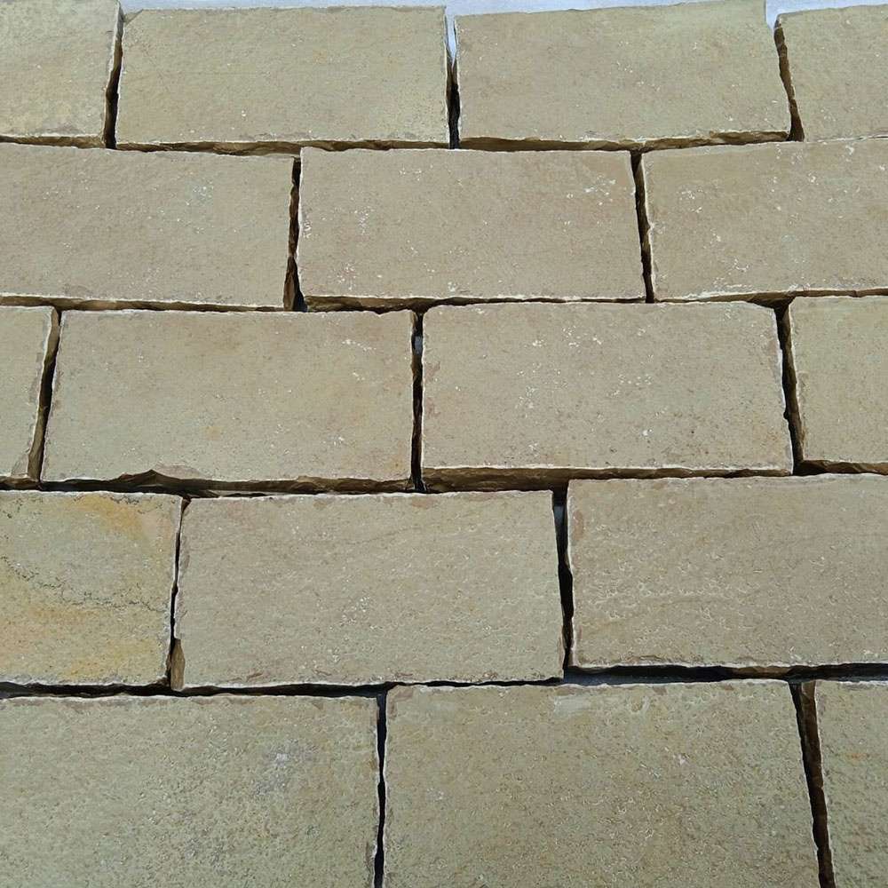Tandur Yellow Riven Limestone 100X200 Block Setts